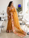Pure Organza Parshi Embroidered Saree