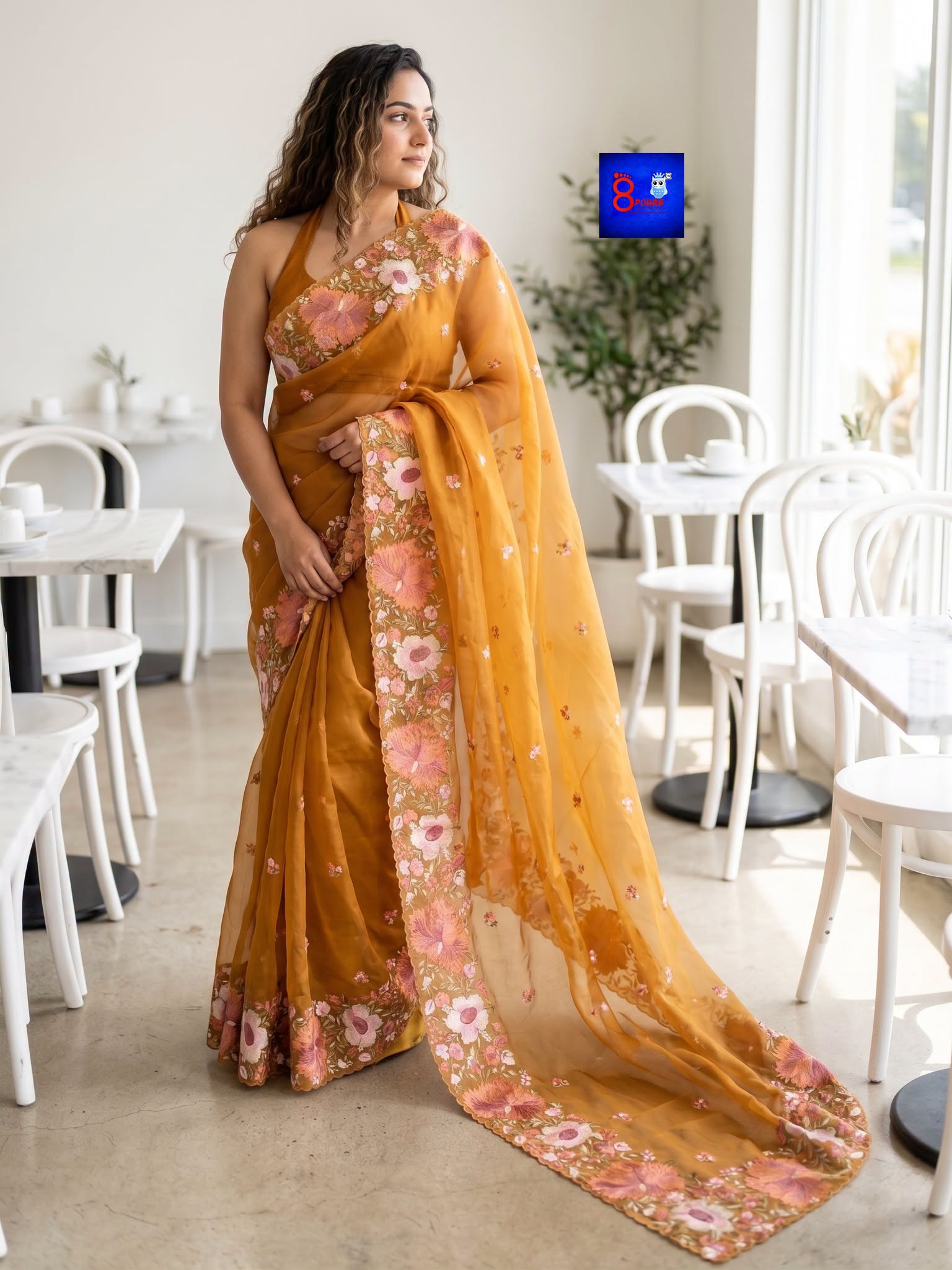 Pure Organza Parshi Embroidered Saree