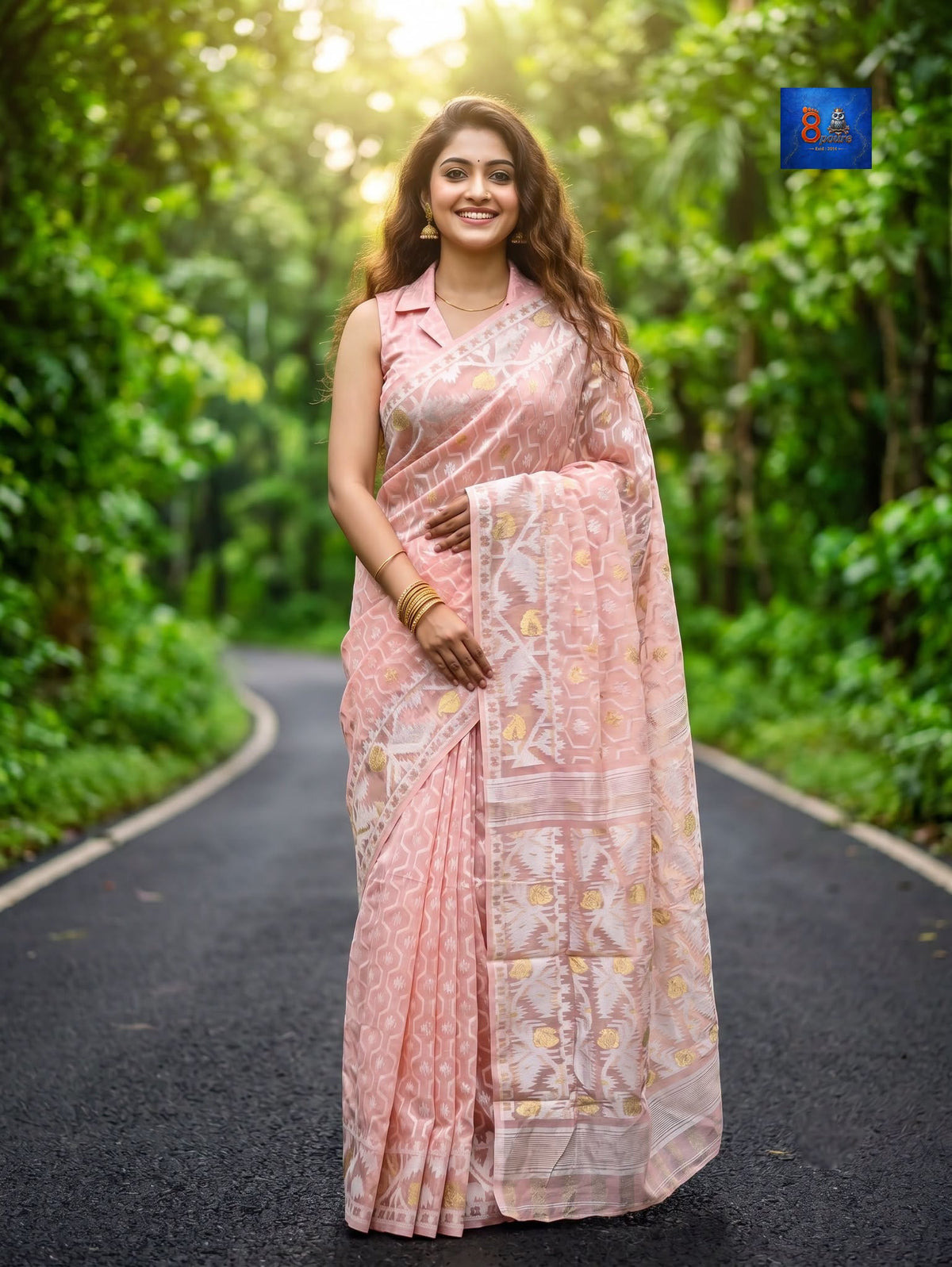 Soft Jamdani Saree - Peach