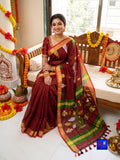 Pure Handwoven Linen Jamdani Saree