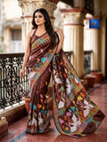 Blended Bangalore Silk Kantha Saree - Dark Maroon