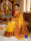 Resham Check Saree with Gujarati Embroidery