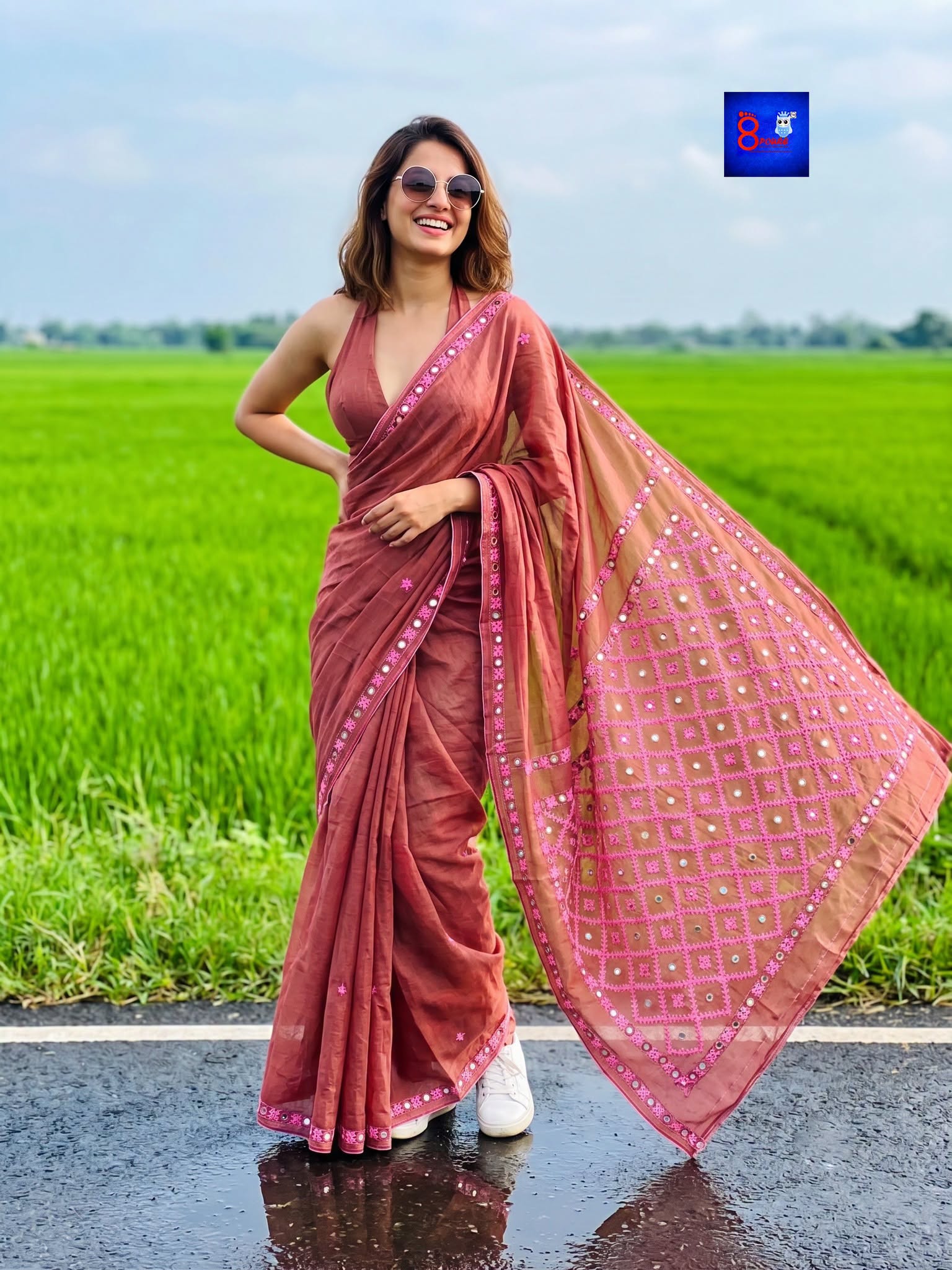 Pure Cotton Hand Kutch Embroidery Saree
