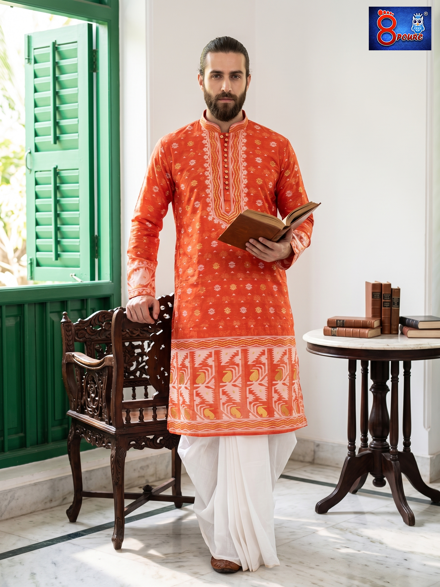 Woven Jamdani Kurta For Men