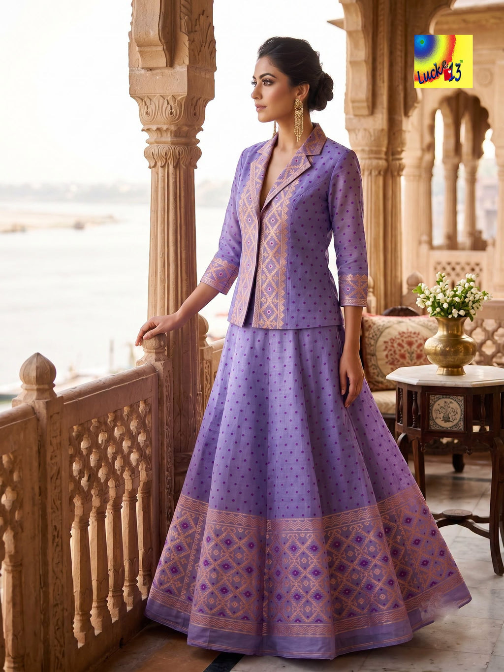 Jamdani Skirt and Blazer Style Top