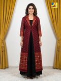 Jamdani Shrug & Cotton Sleeveless Dress set - Black & Maroon