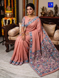 Pure Cotton Bulliyan Parshi Embroidery Saree With Contrast Blouse Piece