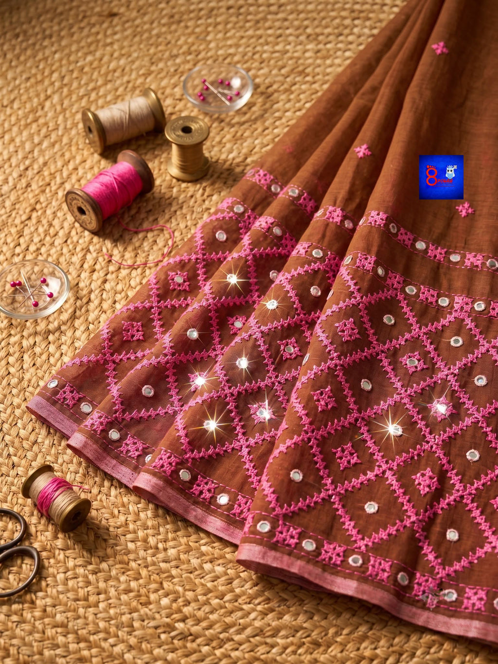 Pure Cotton Hand Kutch Embroidery Saree