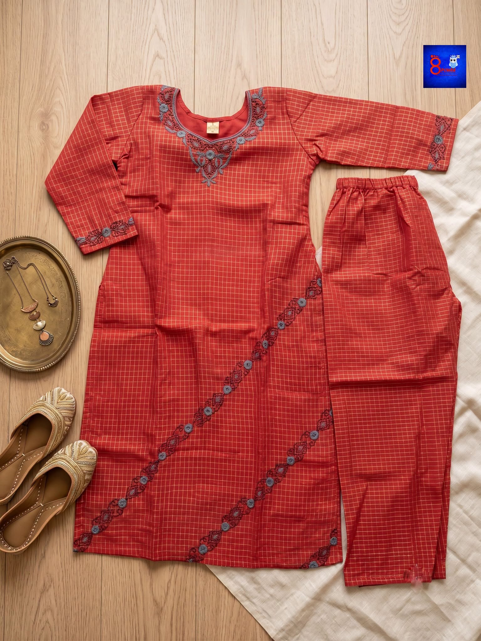 Pure Cotton Kantha Stitch Palazzo Set