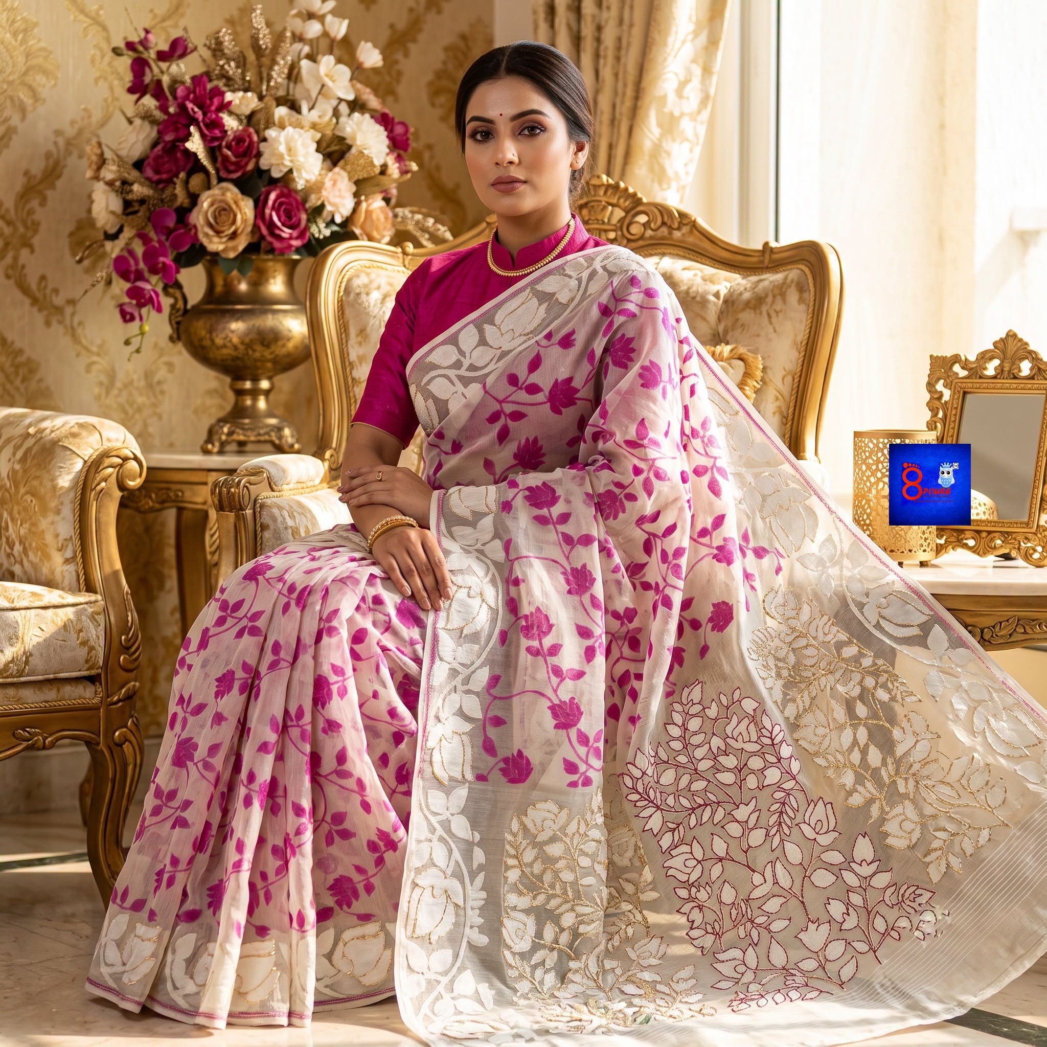 Jamdani Zardosi Kathdana Saree