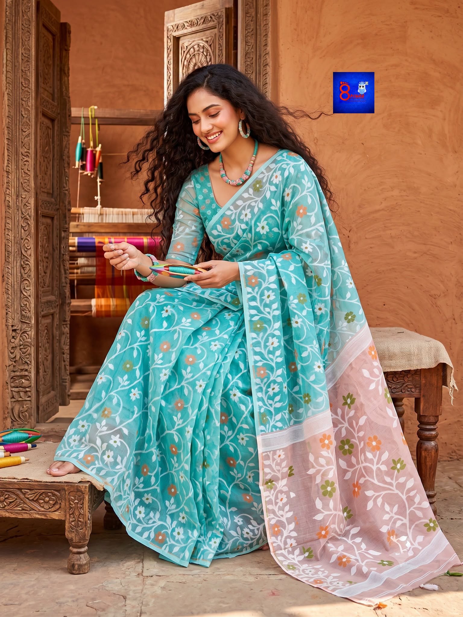 Pure Cotton Jamdani Saree with Blouse Piece
