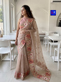 Pure Organza Parshi Embroidered Saree