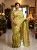 Kanchipuram Kattam SICO Saree - Olive Green