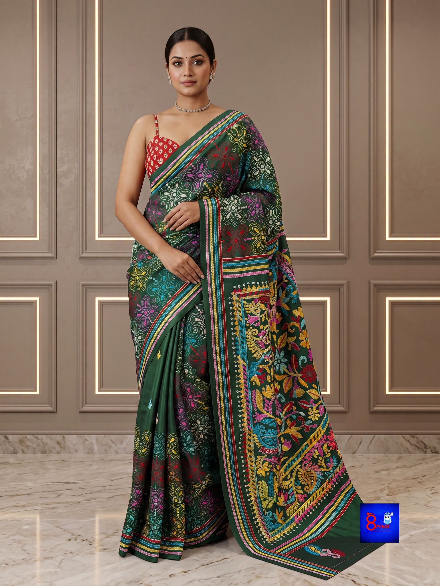 Blended Bangalore Silk Kantha Saree