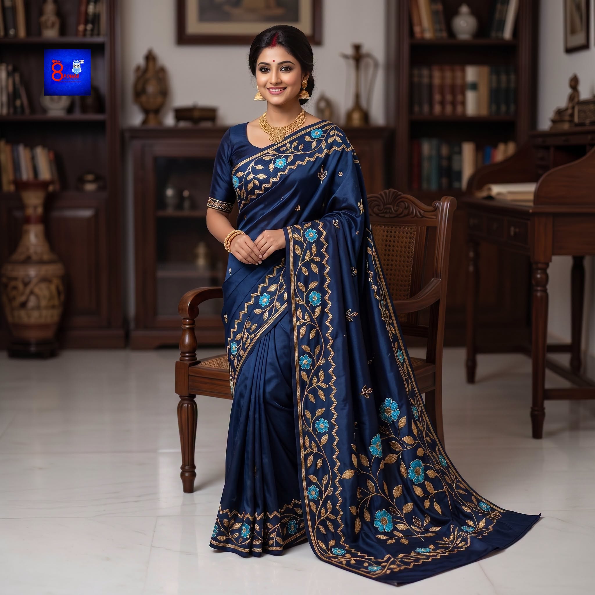 Pure Bengalore Silk Embroidered Zardousi Saree