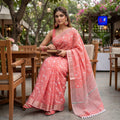 Authentic Bhagalpur Linen Chikankari Saree