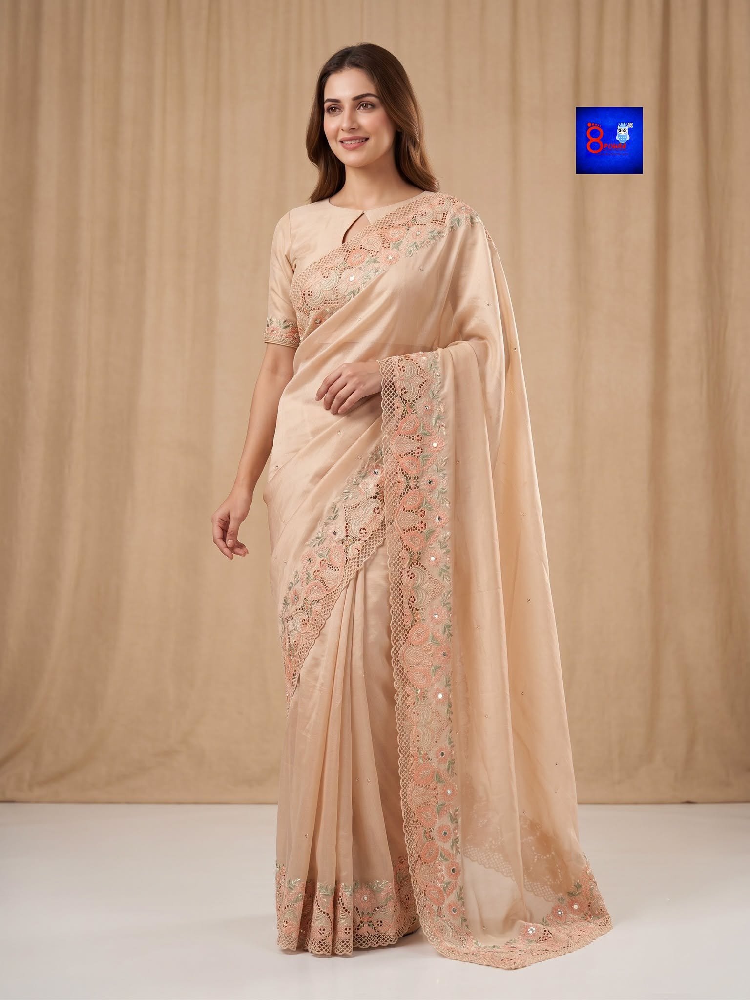 Pure Chiffon Tissue Exclusive Embroidery Saree