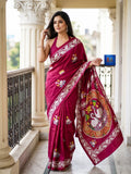Blended Bangalore Silk Kantha Saree - Rani