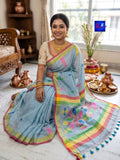 Pure Handwoven Linen Jamdani Saree