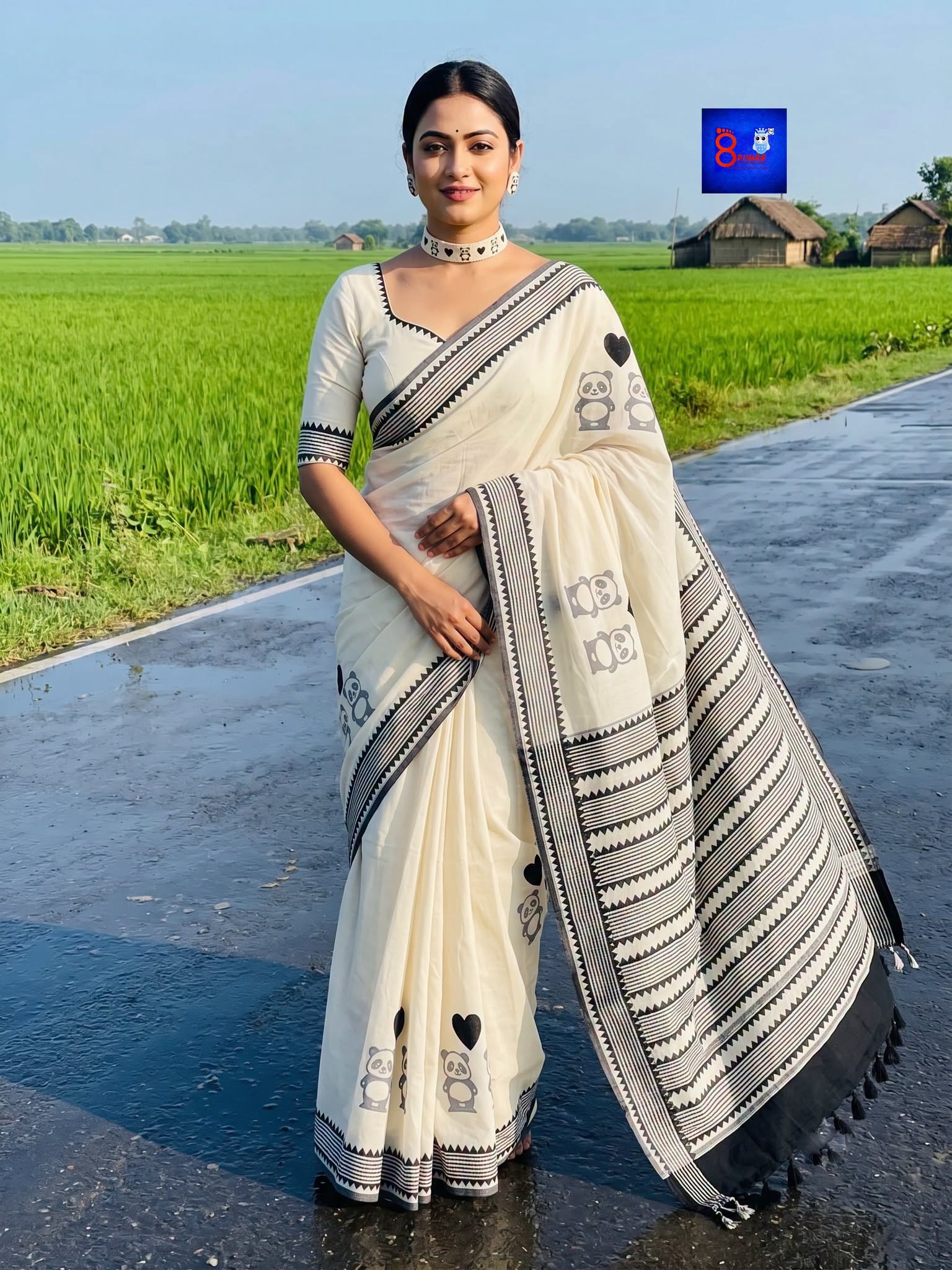 Handwoven Cotton Hand Block Printed Saree