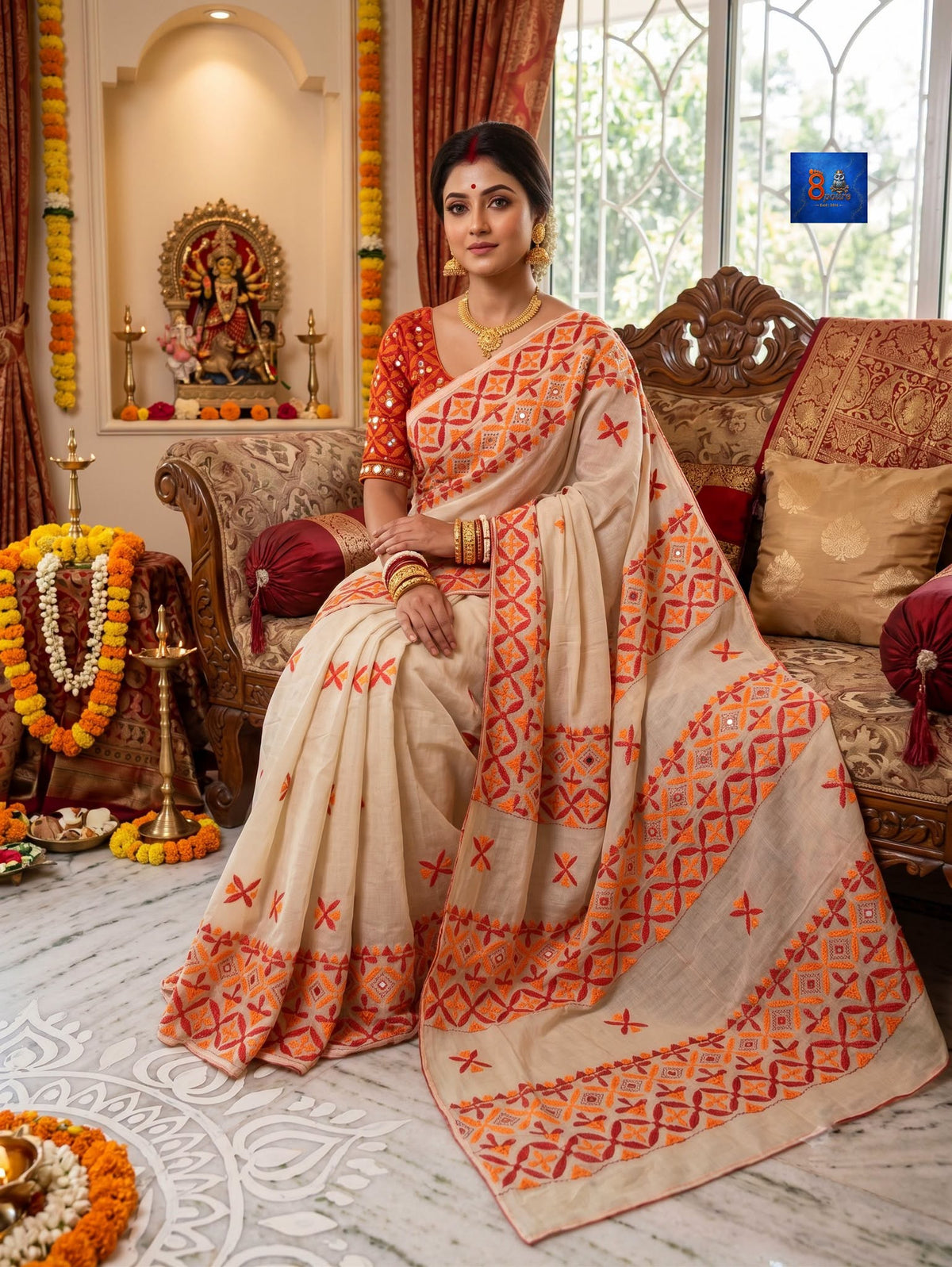 Fuliya Tussar Kathuwari Saree - Beige