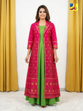 Jamdani Shrug & Cotton Sleeveless Dress set - Rani & Parrot Green
