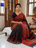 Threaded Fusion Silk Saree