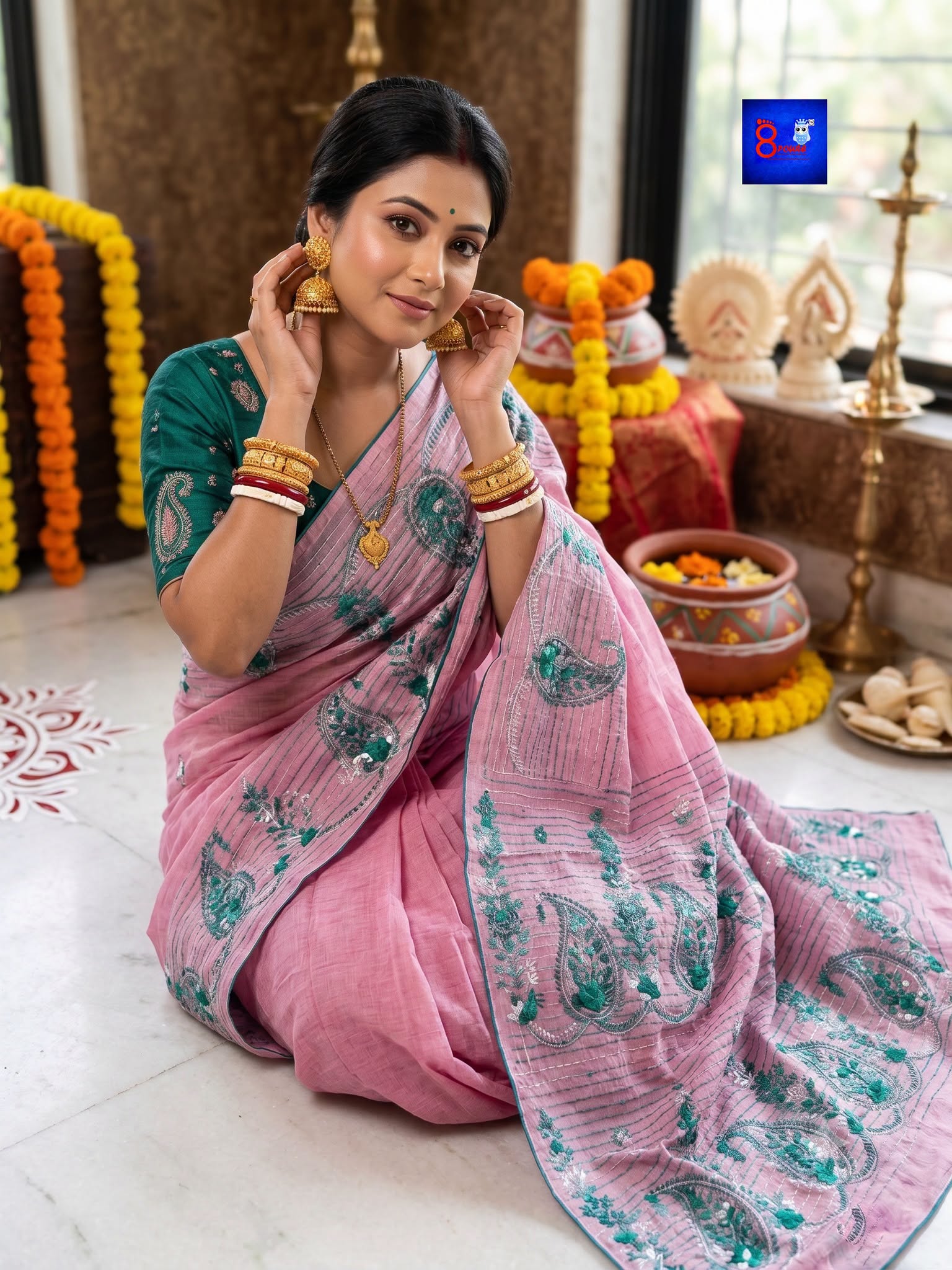 Pure Cotton Chikankari Parsi Handwork Saree
