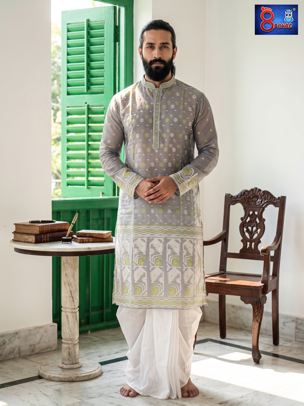 Woven Jamdani Kurta For Men