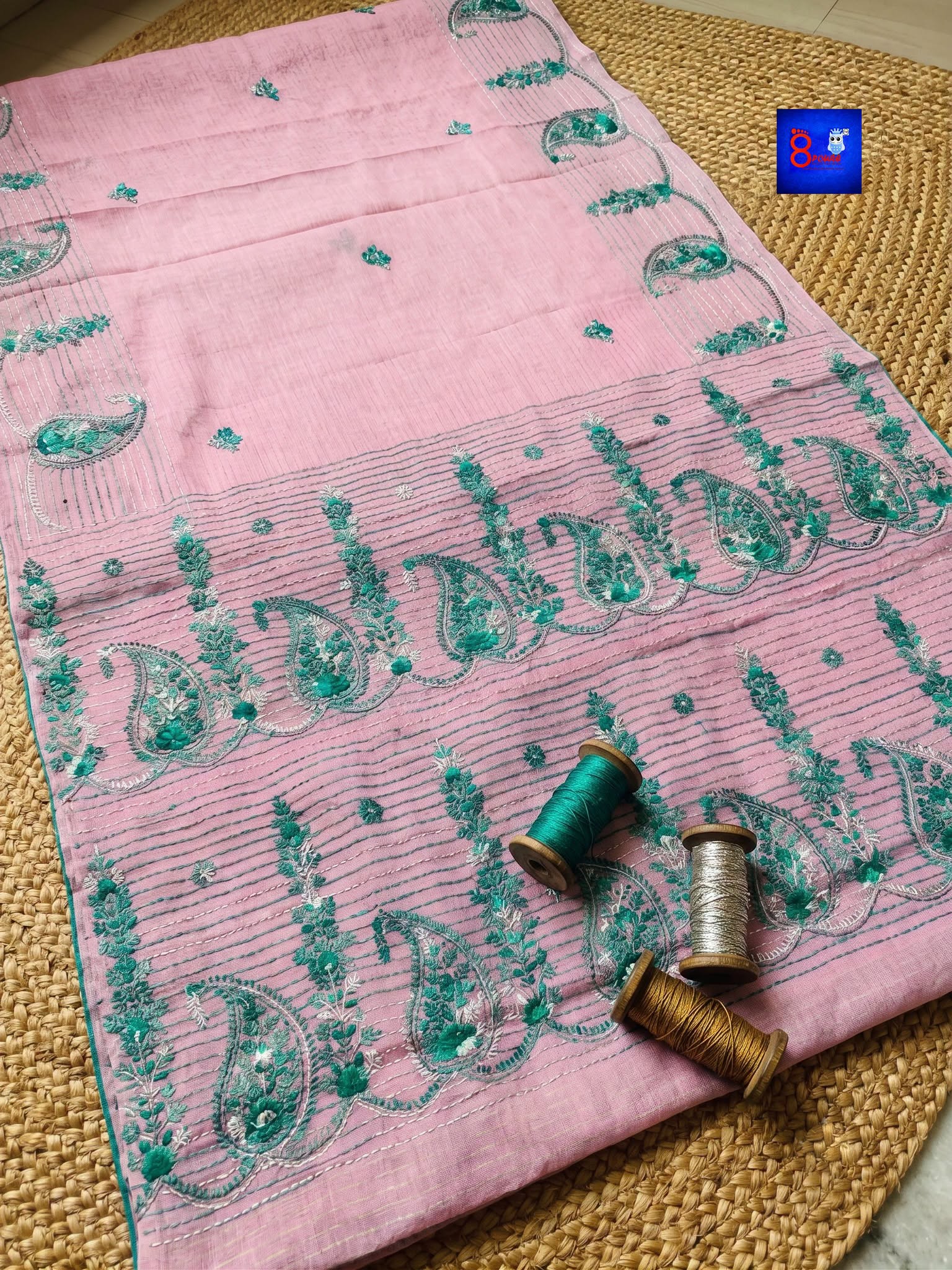 Pure Cotton Chikankari Parsi Handwork Saree