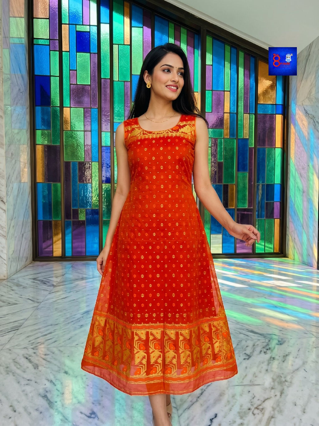 Handloom Jamdani Midi Dress