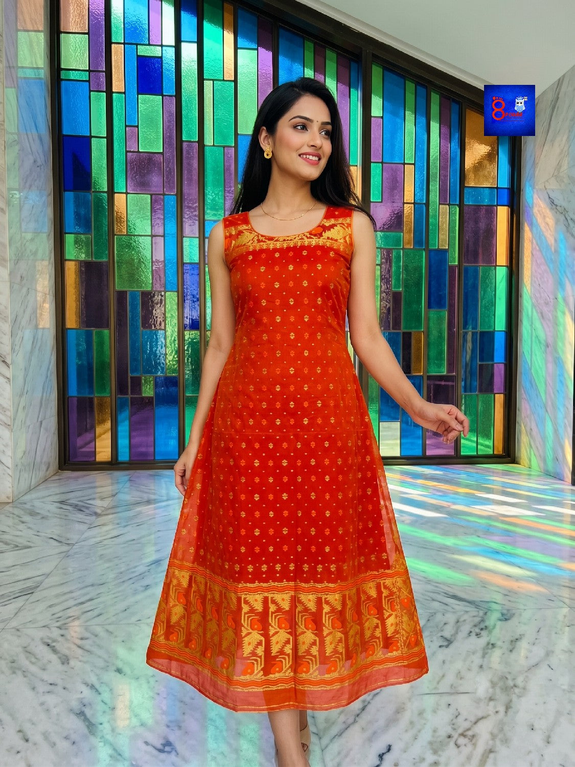 Handloom Jamdani Midi Dress