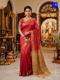 Authentic Handloom Pure Ghicha Silk Saree (Red with antique gold border)