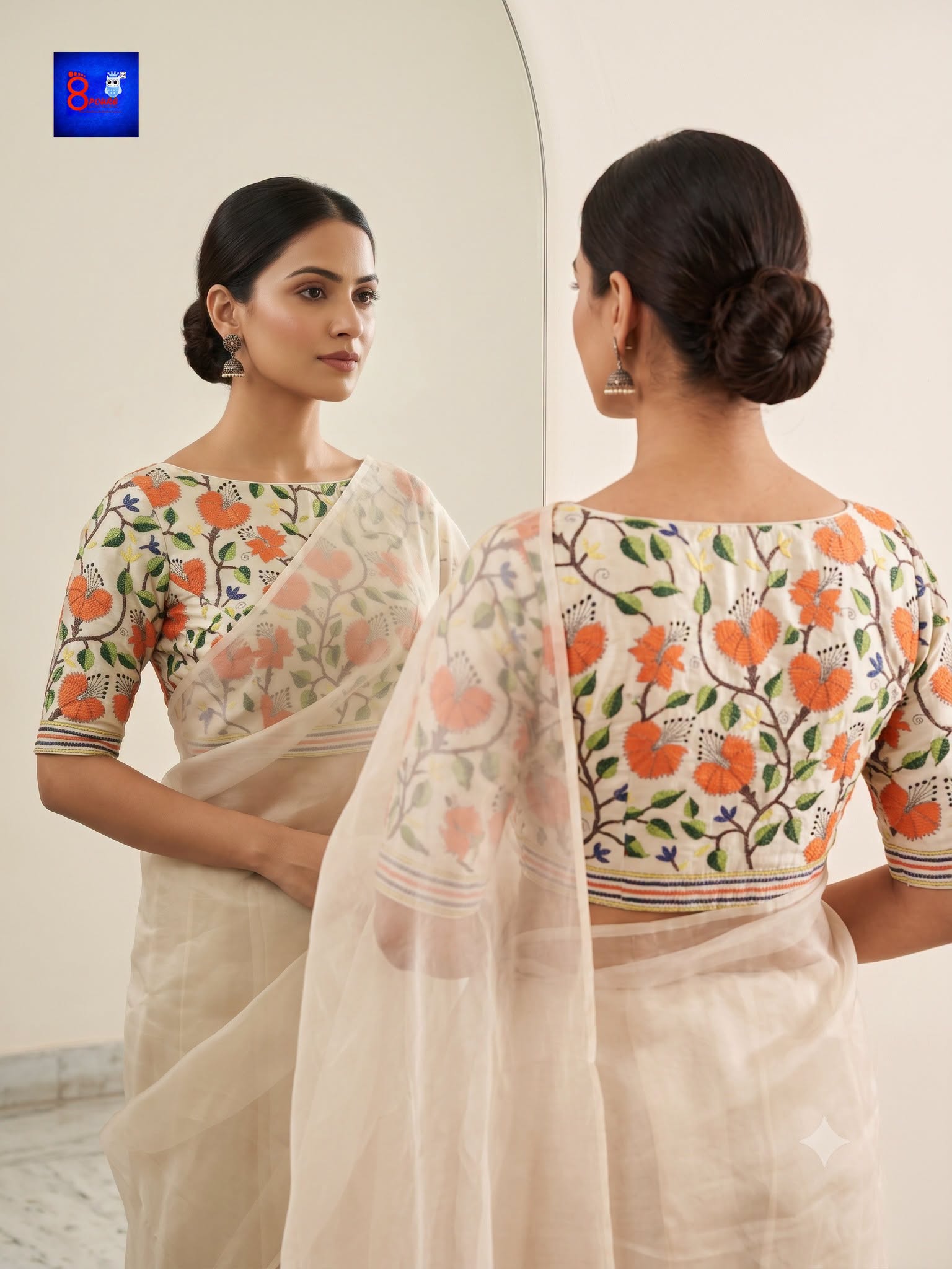 Exclusive Silk Certified Kantha Stitch Blouse Piece