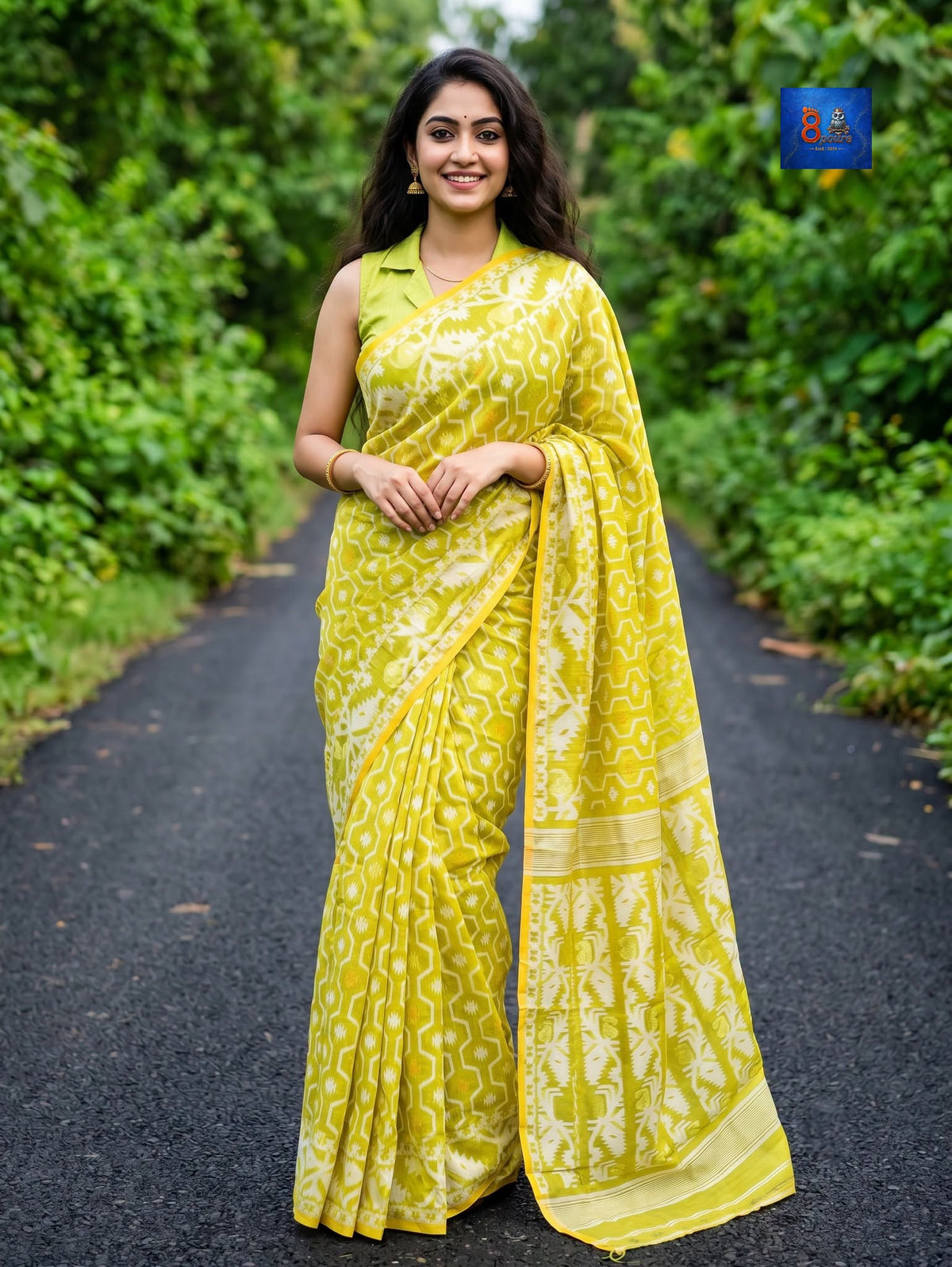 Soft Jamdani Saree - Olive Green