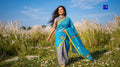 Premium Cotton Embroidered Saree (Sky & Grey)