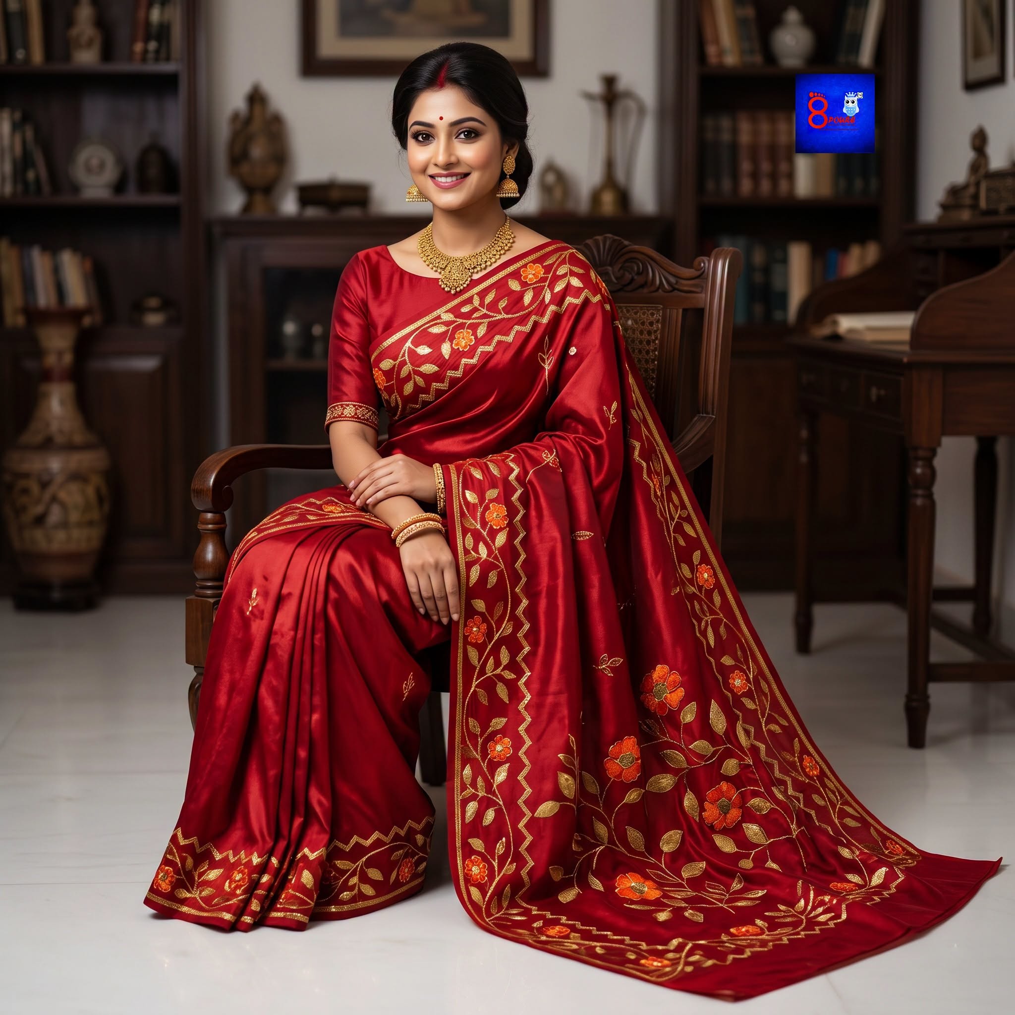 Pure Bengalore Silk Embroidered Zardousi Saree