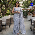 Authentic Bhagalpur Linen Chikankari Saree
