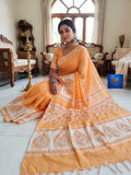 Peach Cotton Glittering Canvas Saree