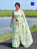 Floral Embroidered Linen Saree