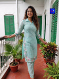 Pure Linen Co-ord Set - Pastel Mint Blue