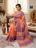 Fuliya Tussar Kathuwari Saree - Peach