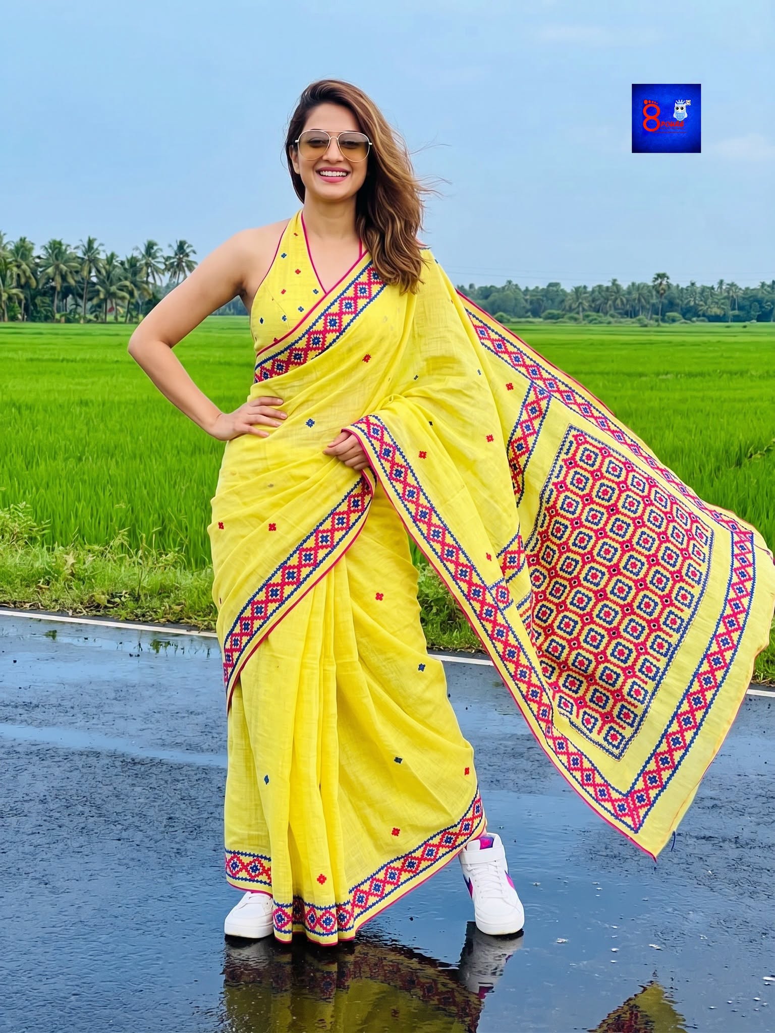 Pure Cotton Hand Kutch Embroidery Saree