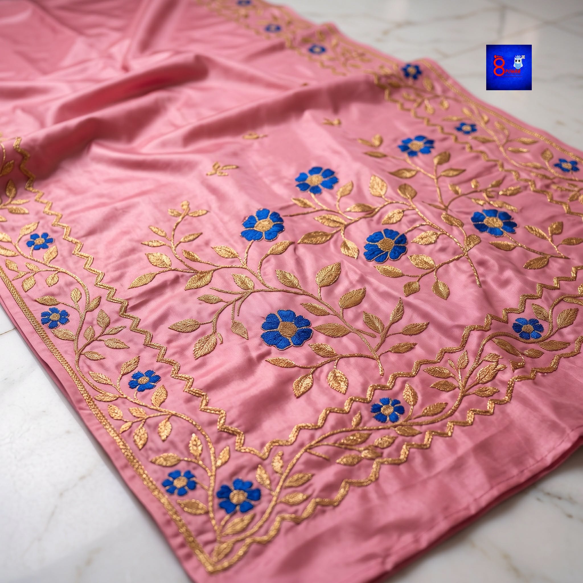 Pure Bengalore Silk Embroidered Zardousi Saree