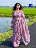 Floral Embroidered Linen Saree