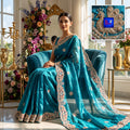 Stone Work Zardozi Tissue Georgette Saree