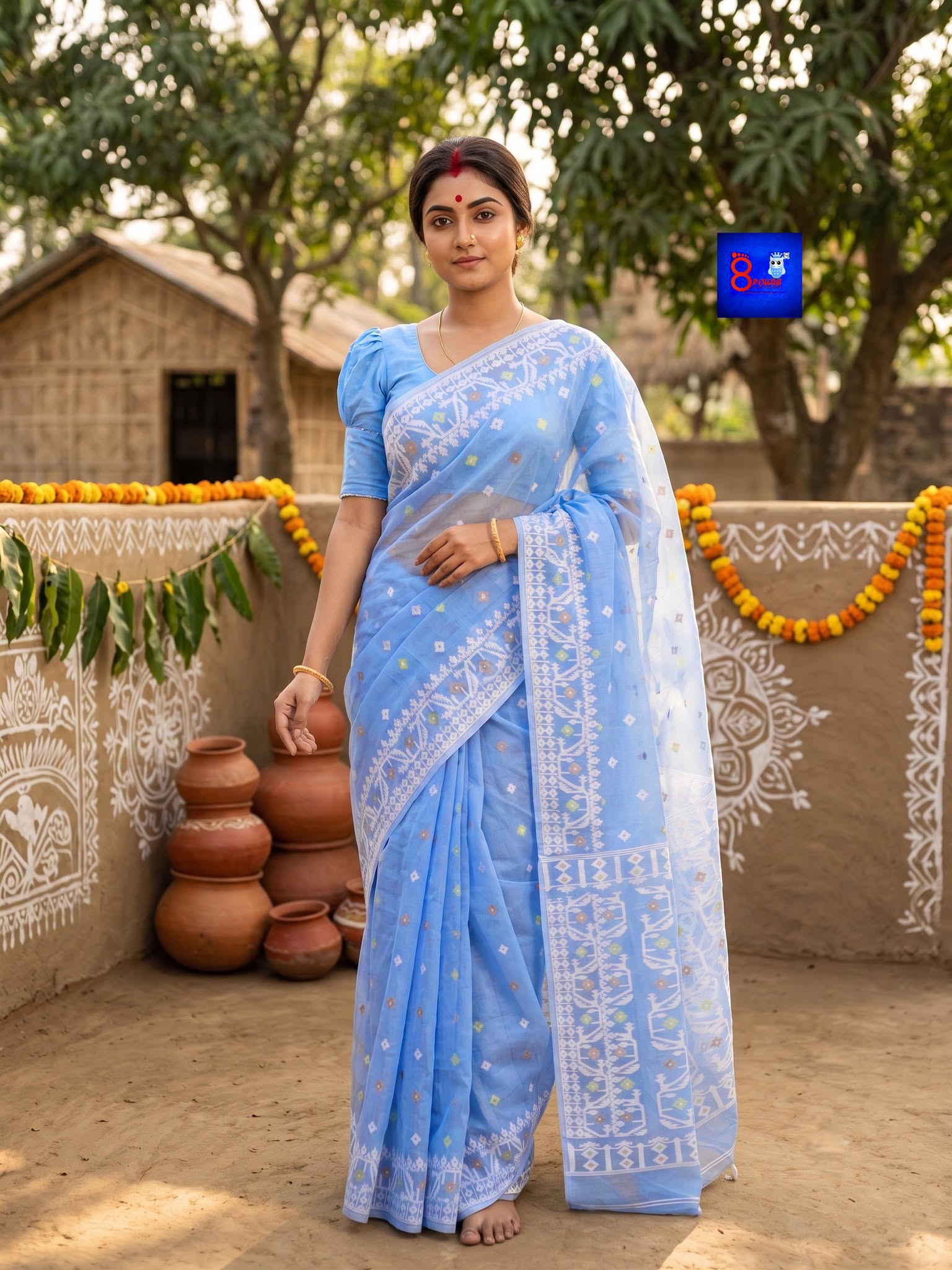 Pure Cotton Jamdani Saree with Blouse Piece