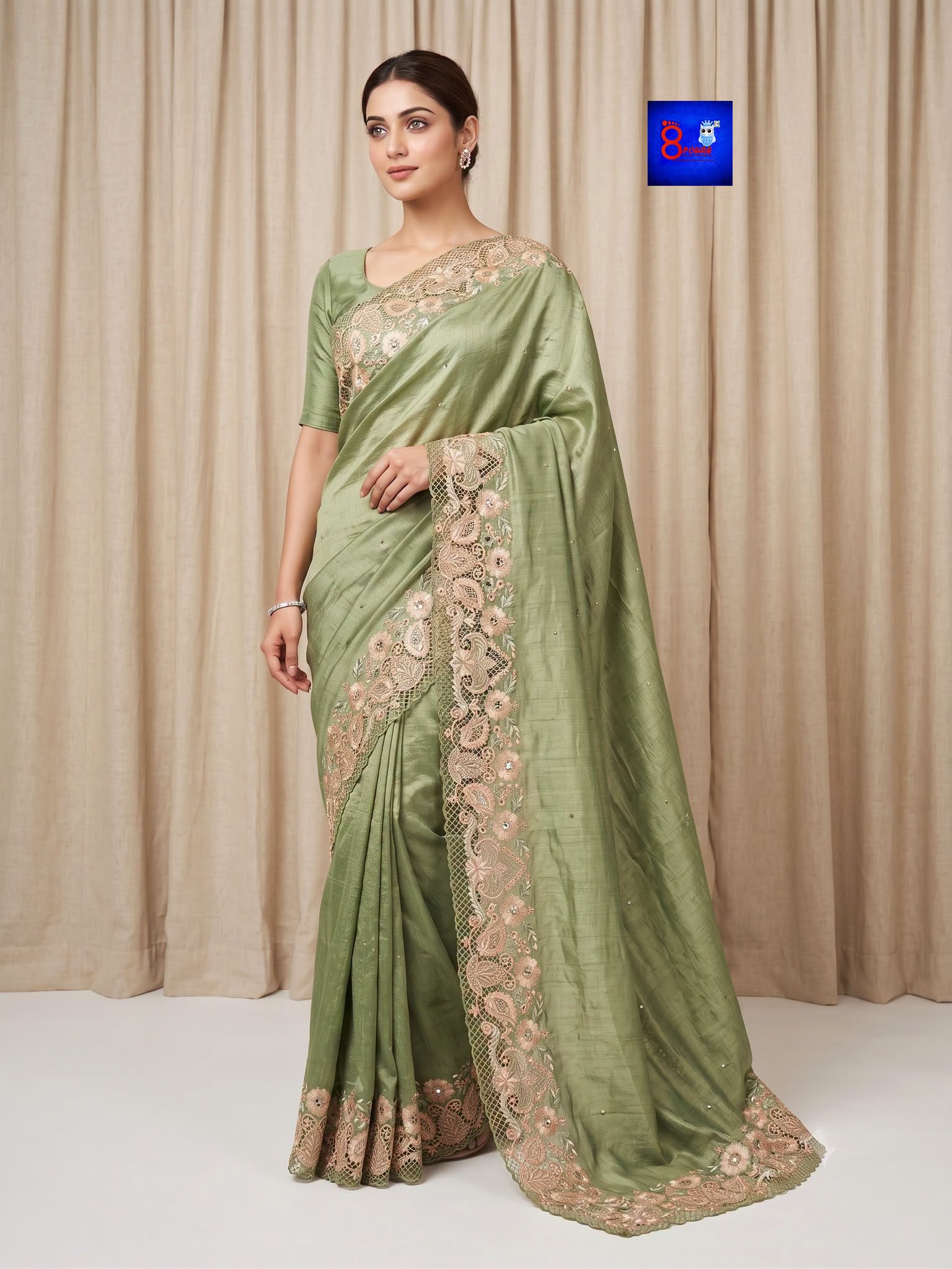 Pure Chiffon Tissue Exclusive Embroidery Saree