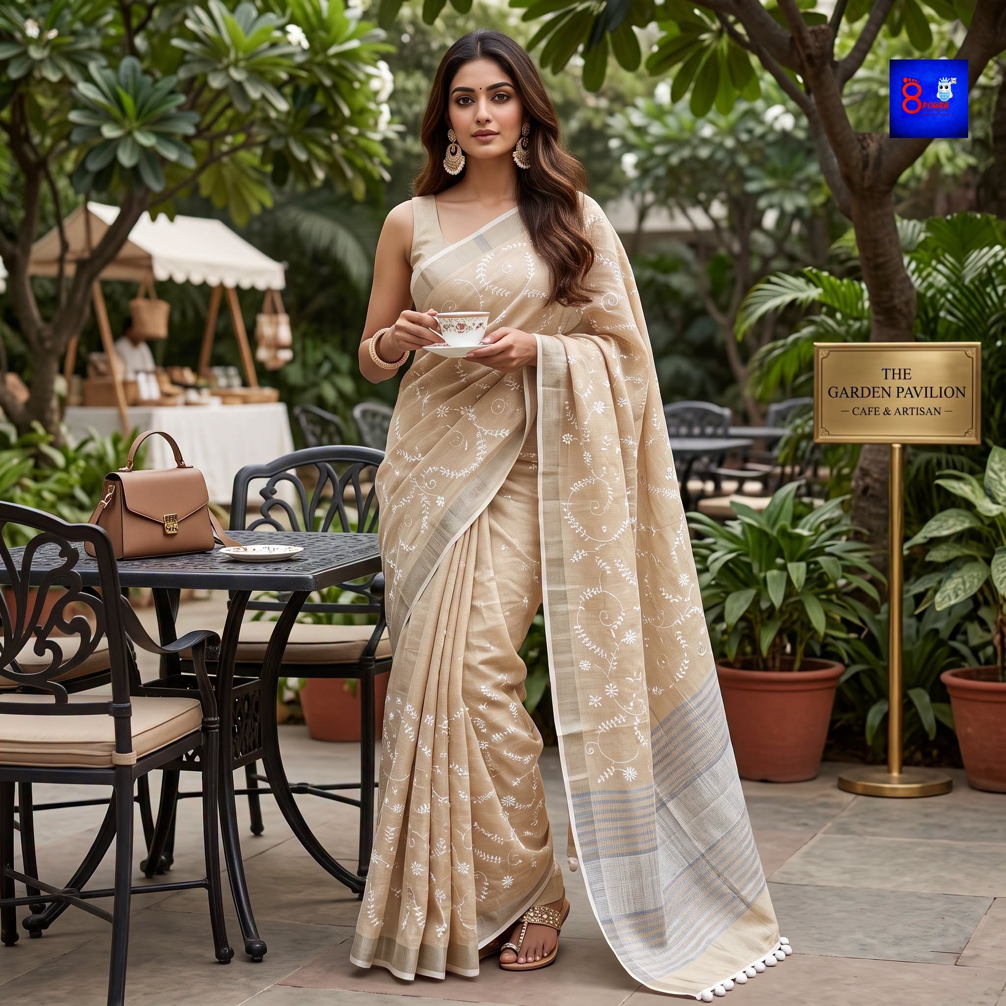 Authentic Bhagalpur Linen Chikankari Saree