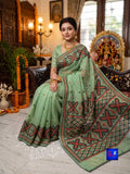 Resham Check Saree with Gujarati Embroidery